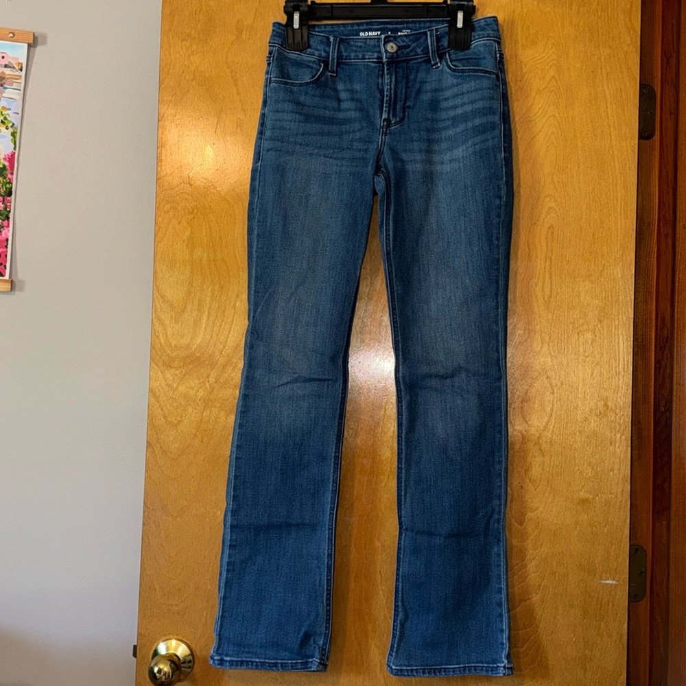 Used old navy mid rise boot cut jeans size 2 blue wash